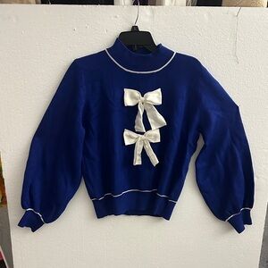 Eesome Blue Sweater with White Bows